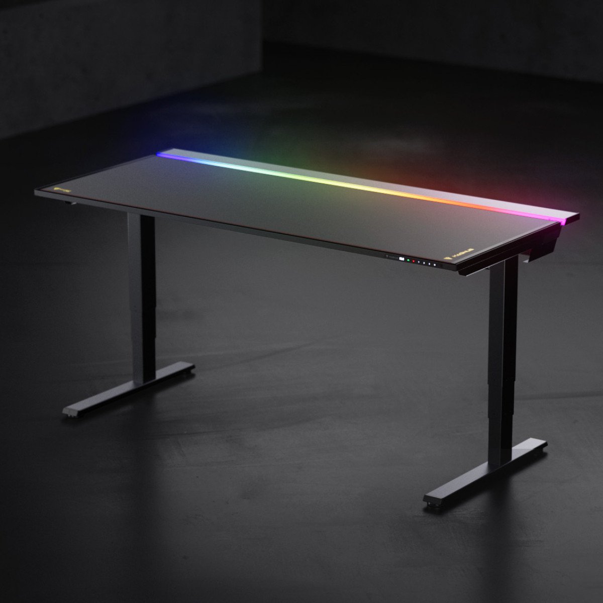 MAGNUS Pro standing desk, black configuration, from the official product source. Lighting accessories are optional.