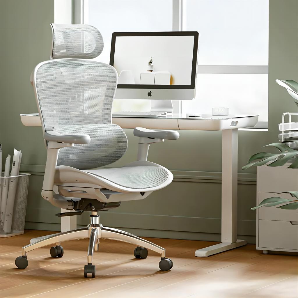 Original SIHOO Doro C300 mesh office chair beside a desk in a bright room